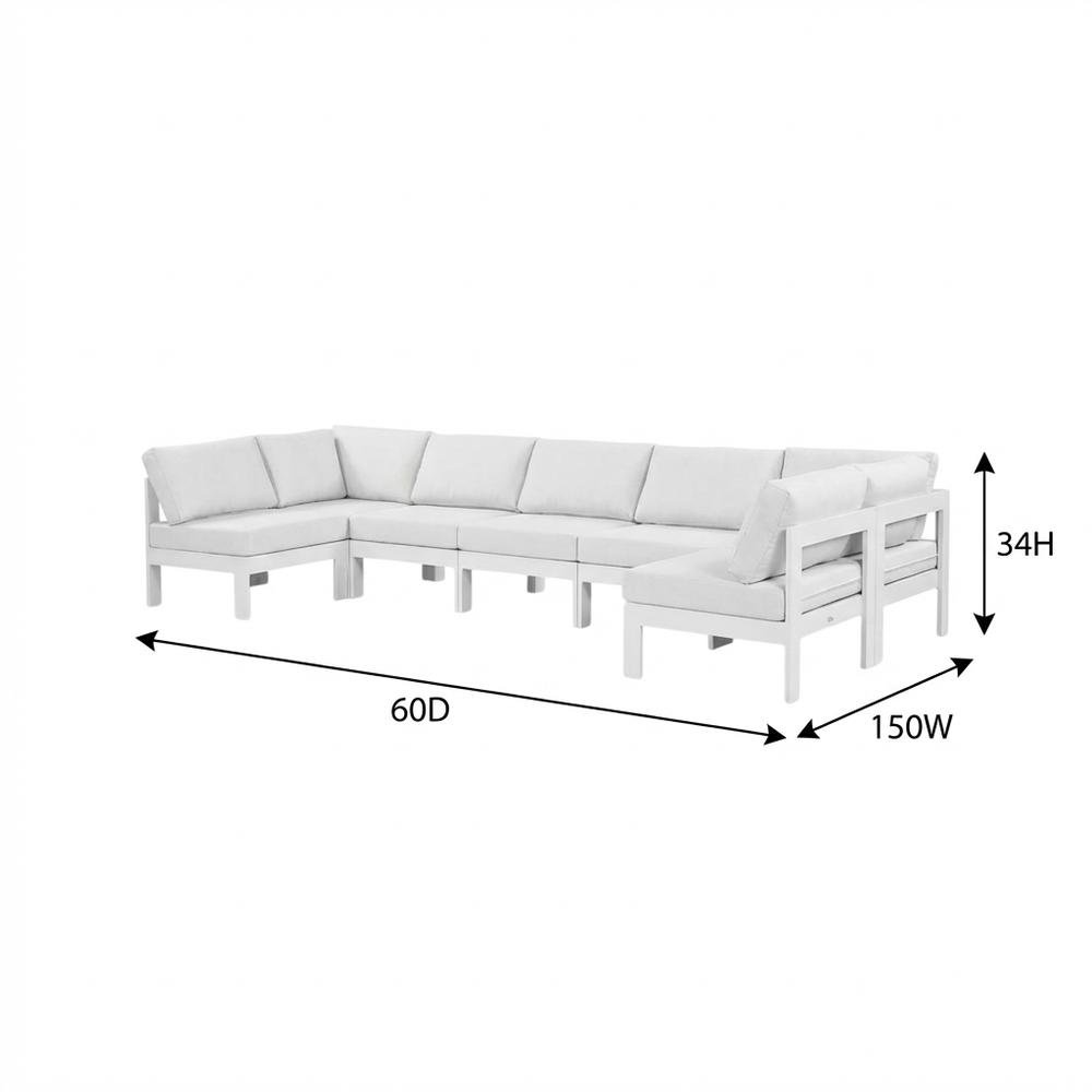 White Fabric Outdoor Patio Modular Sectional With Contemporary Style. Picture 7
