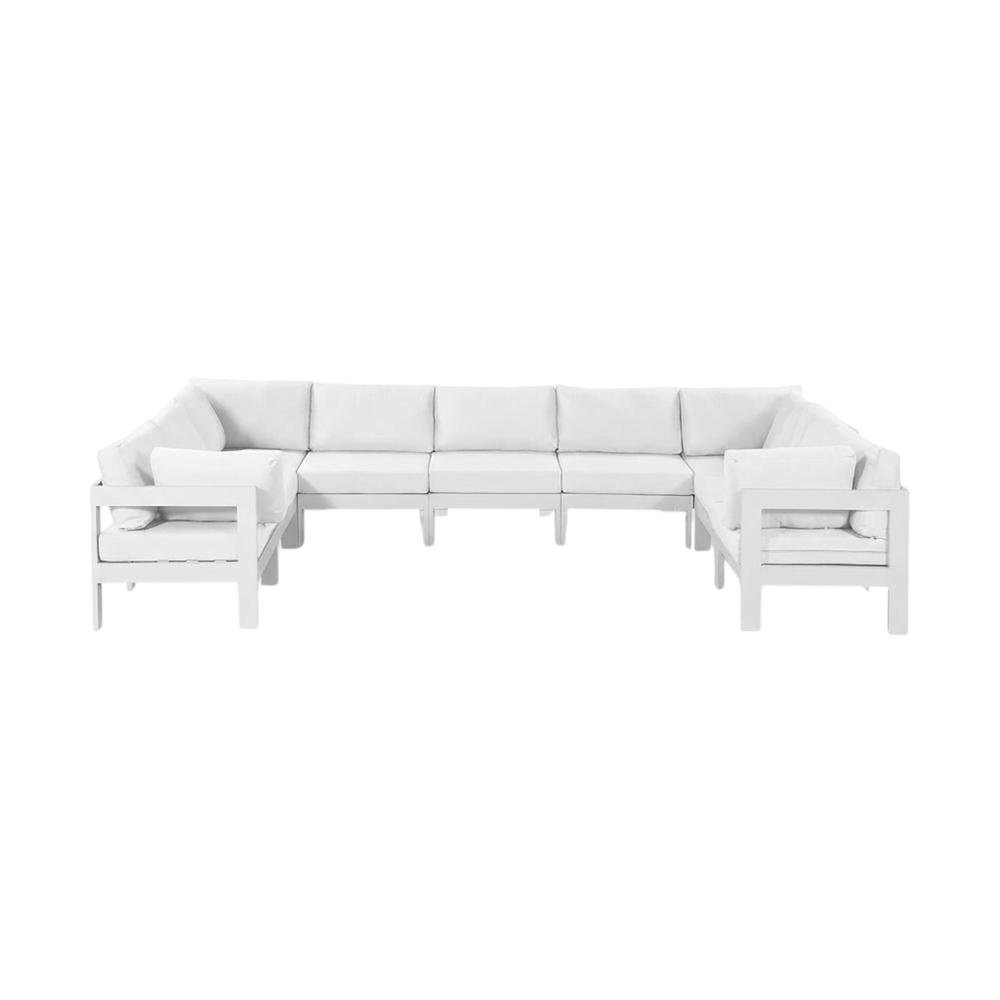 White Fabric Outdoor Patio Modular Sectional With Contemporary Style. Picture 4
