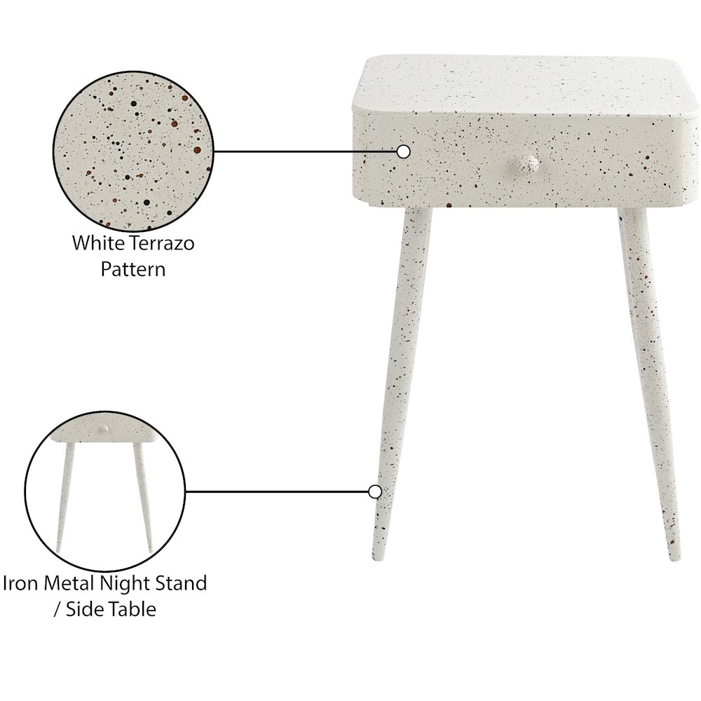 Rylan White Iron Night Stand. Picture 9