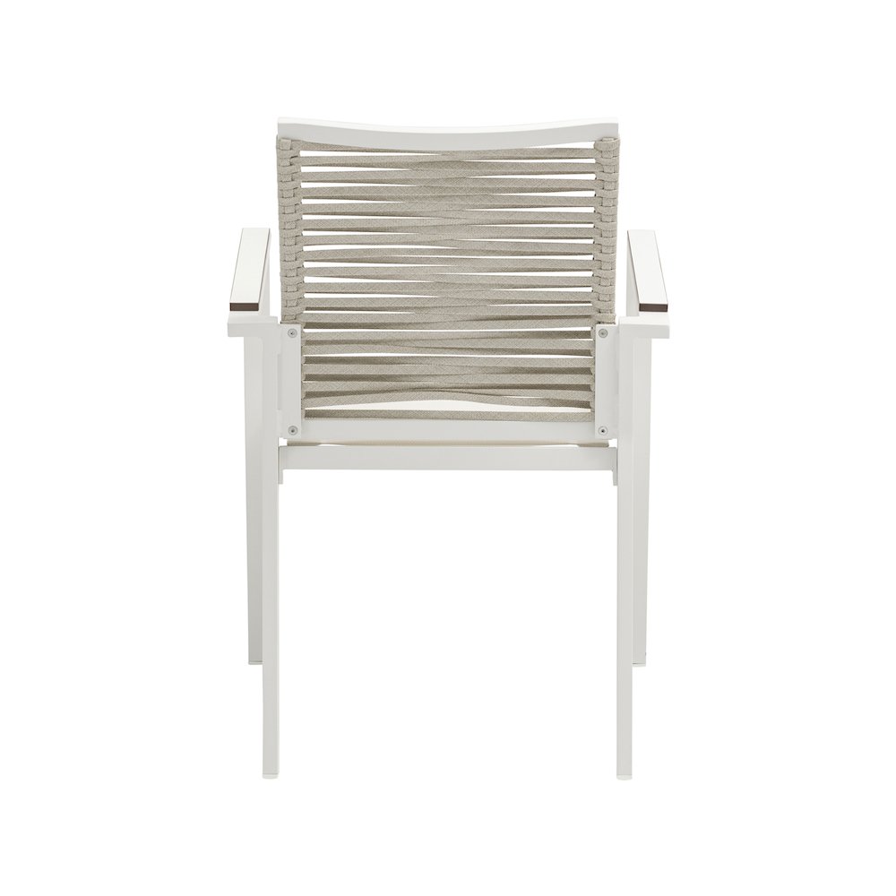 Maldives Beige Rope Fabric Outdoor Patio Dining Arm Chair, Set of 2. Picture 2