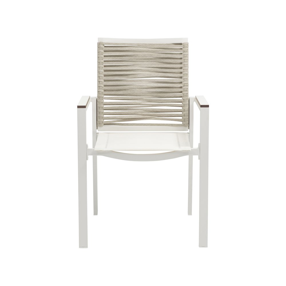 Maldives Beige Rope Fabric Outdoor Patio Dining Arm Chair, Set of 2. Picture 3