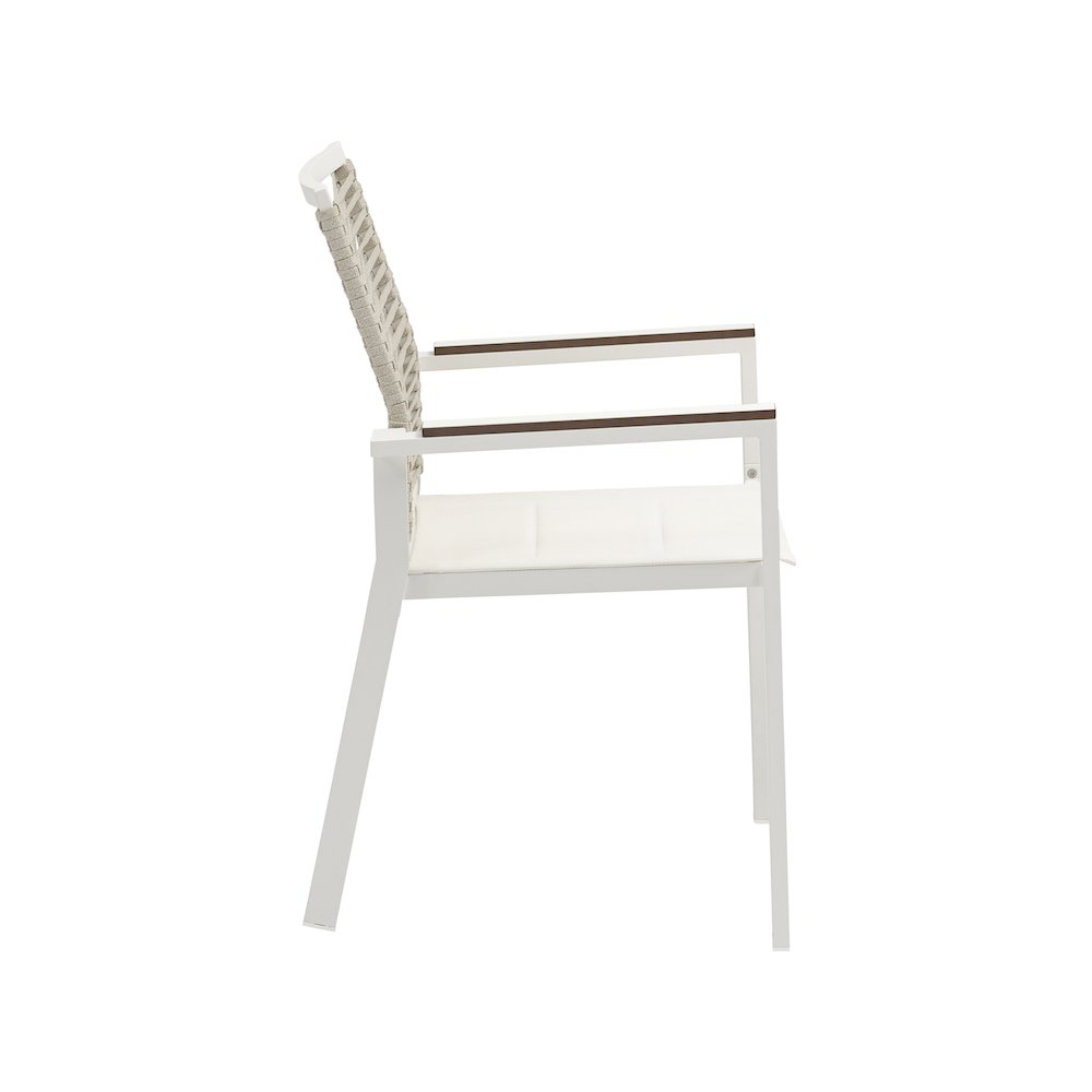 Maldives Beige Rope Fabric Outdoor Patio Dining Arm Chair, Set of 2. Picture 4