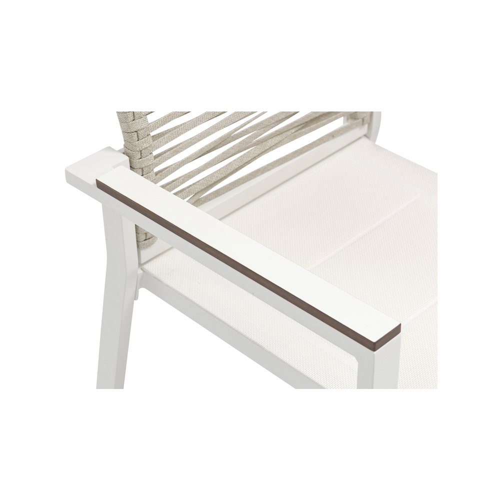 Maldives Beige Rope Fabric Outdoor Patio Dining Arm Chair, Set of 2. Picture 5