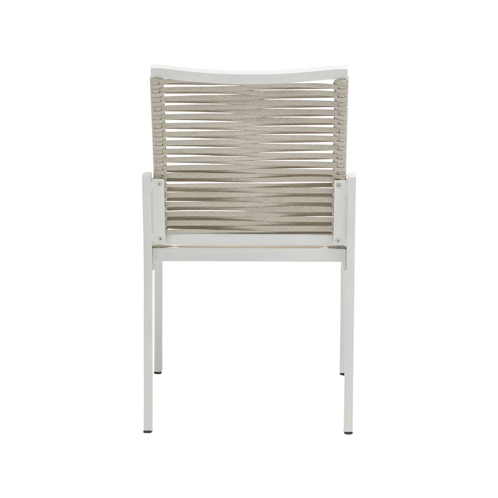 Maldives Beige Rope Fabric Outdoor Patio Dining Side Chair, Set of 2. Picture 2