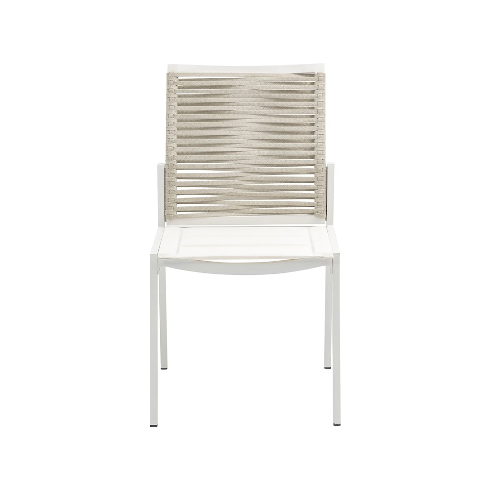 Maldives Beige Rope Fabric Outdoor Patio Dining Side Chair, Set of 2. Picture 3