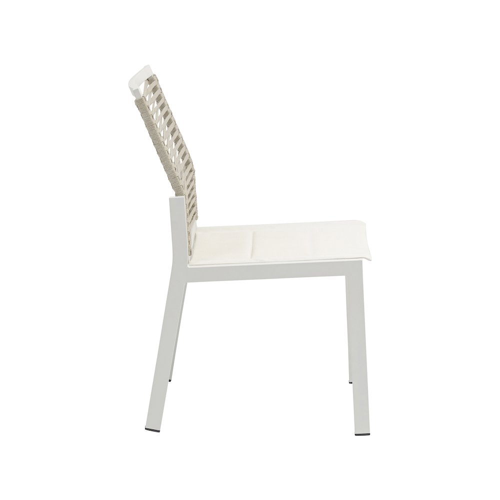 Maldives Beige Rope Fabric Outdoor Patio Dining Side Chair, Set of 2. Picture 4