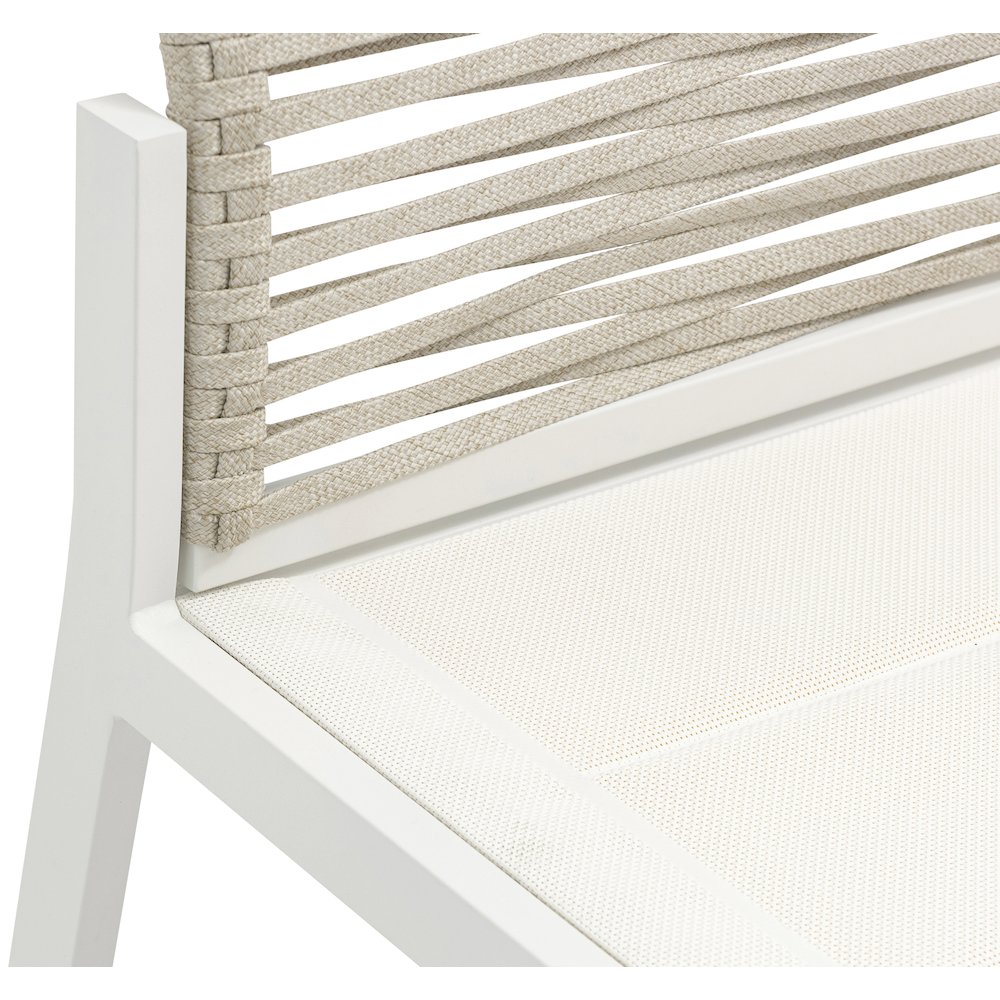 Maldives Beige Rope Fabric Outdoor Patio Dining Side Chair, Set of 2. Picture 5
