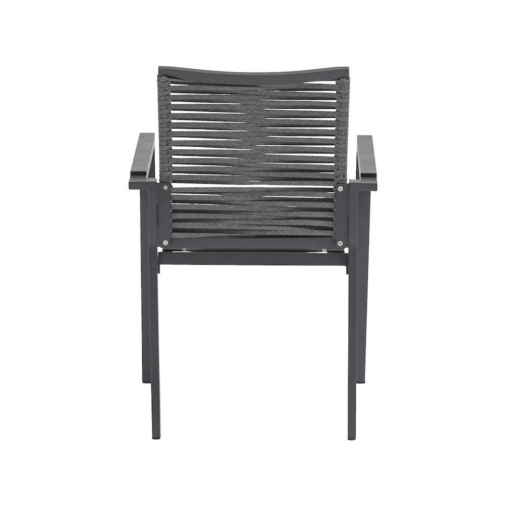 Maldives Grey Rope Fabric Outdoor Patio Dining Arm Chair, Set of 2. Picture 2