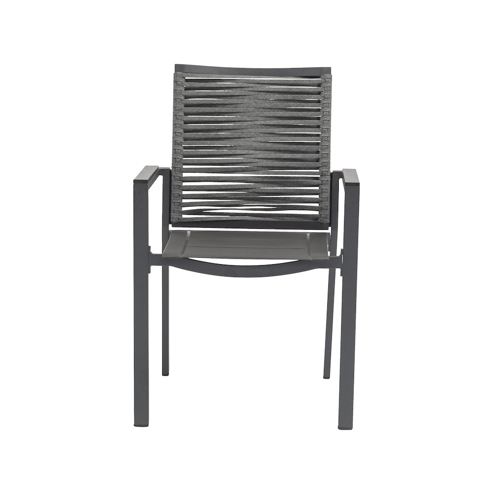 Maldives Grey Rope Fabric Outdoor Patio Dining Arm Chair, Set of 2. Picture 3