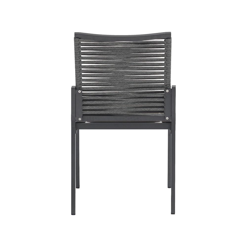 Maldives Grey Rope Fabric Outdoor Patio Dining Side Chair, Set of 2. Picture 2