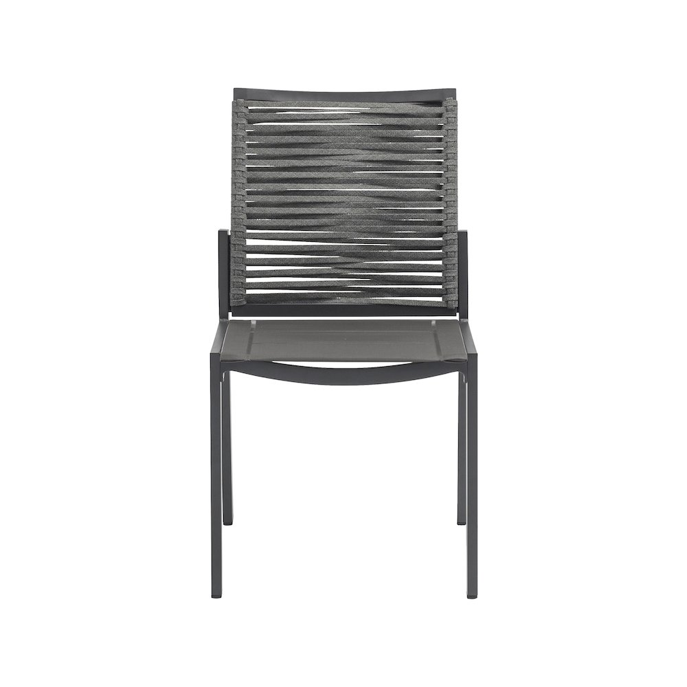 Maldives Grey Rope Fabric Outdoor Patio Dining Side Chair, Set of 2. Picture 3