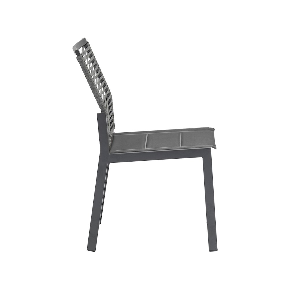 Maldives Grey Rope Fabric Outdoor Patio Dining Side Chair, Set of 2. Picture 4