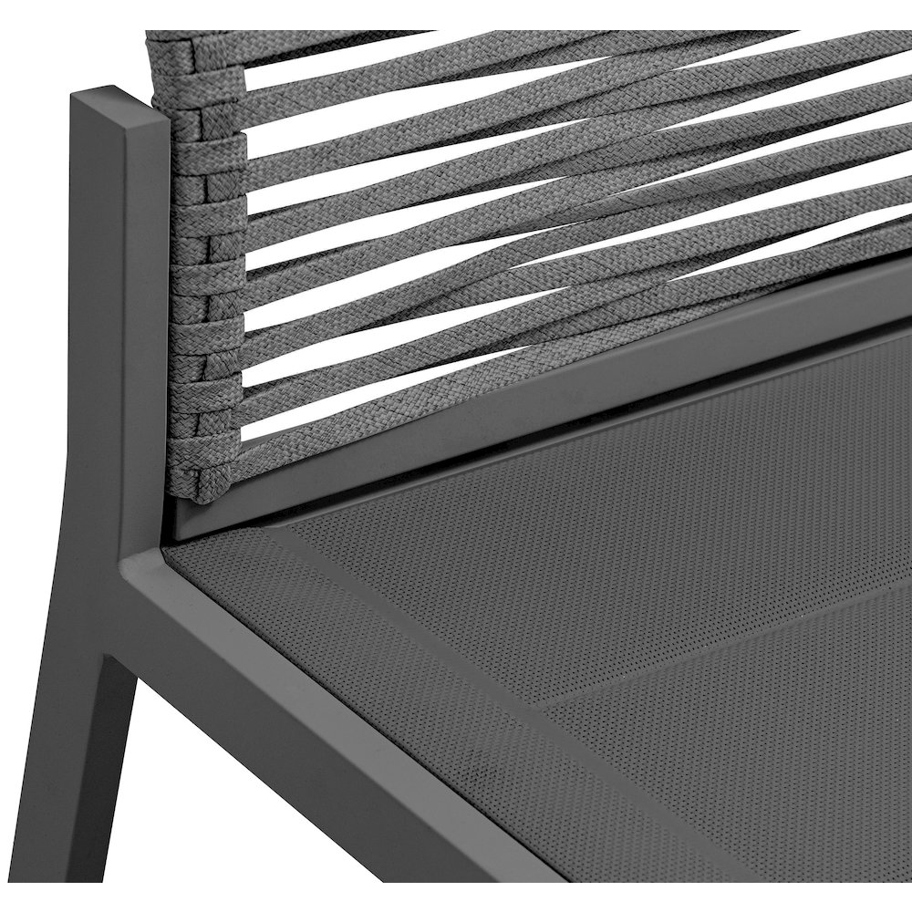 Maldives Grey Rope Fabric Outdoor Patio Dining Side Chair, Set of 2. Picture 5