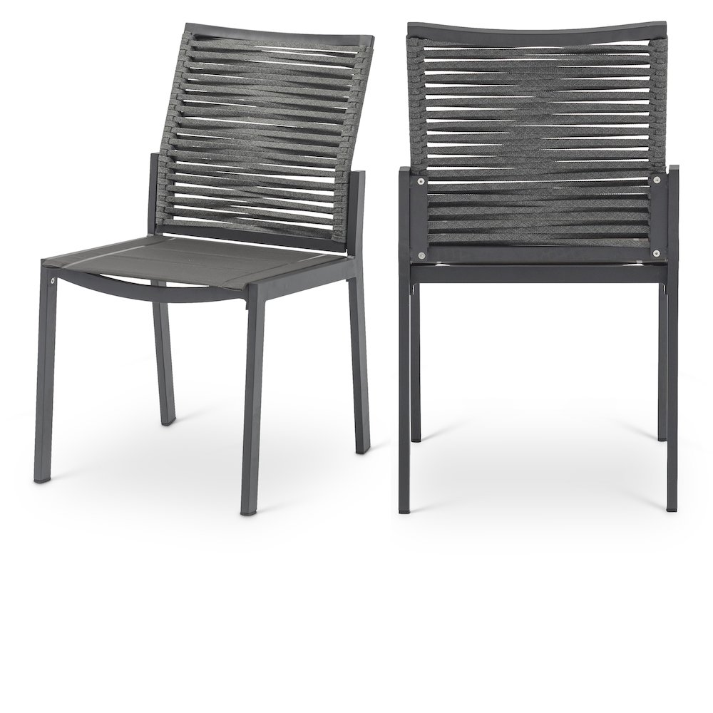 Maldives Grey Rope Fabric Outdoor Patio Dining Side Chair, Set of 2. Picture 1