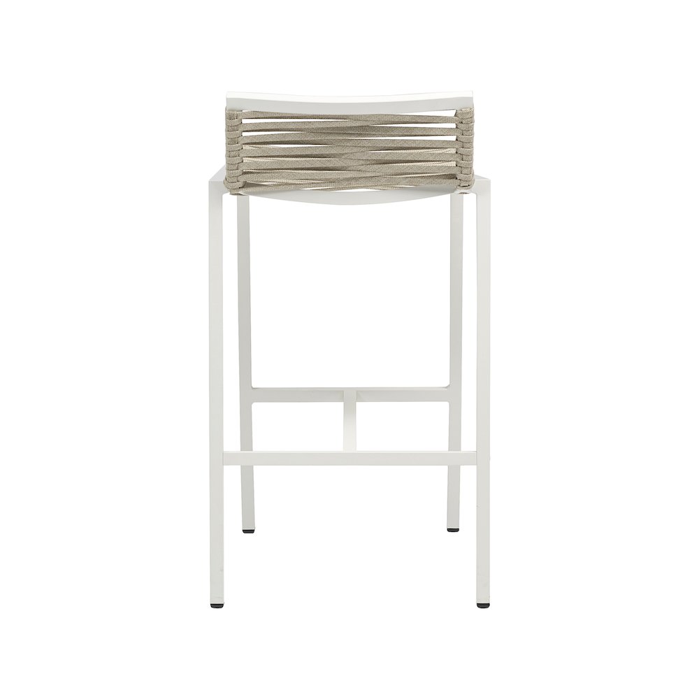Maldives Cream Rope Fabric Outdoor Patio Barstool, Set of 2. Picture 2