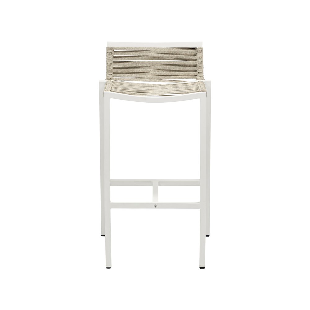 Maldives Cream Rope Fabric Outdoor Patio Barstool, Set of 2. Picture 3