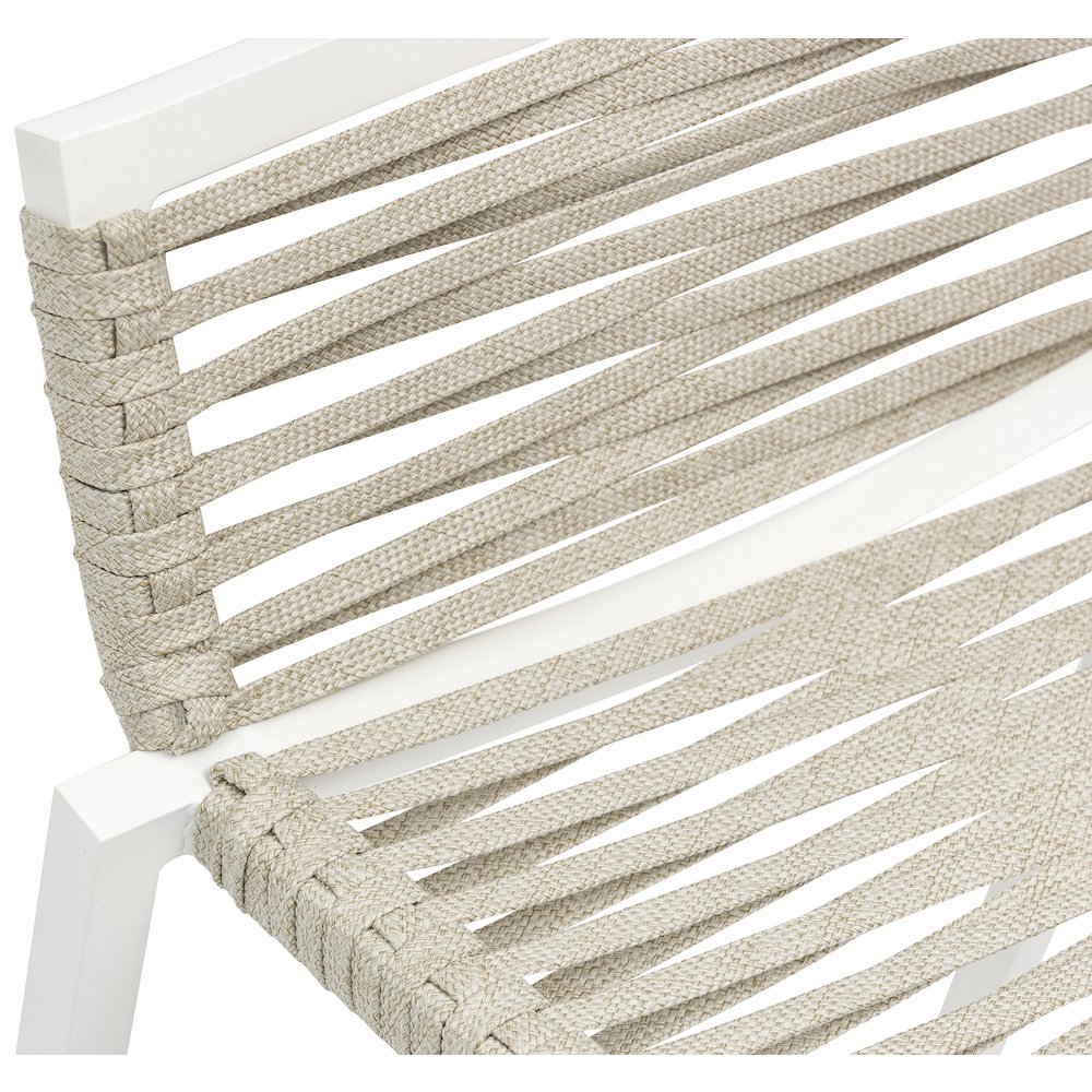 Maldives Cream Rope Fabric Outdoor Patio Barstool, Set of 2. Picture 6
