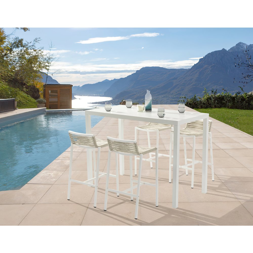 Maldives Cream Rope Fabric Outdoor Patio Barstool, Set of 2. Picture 7