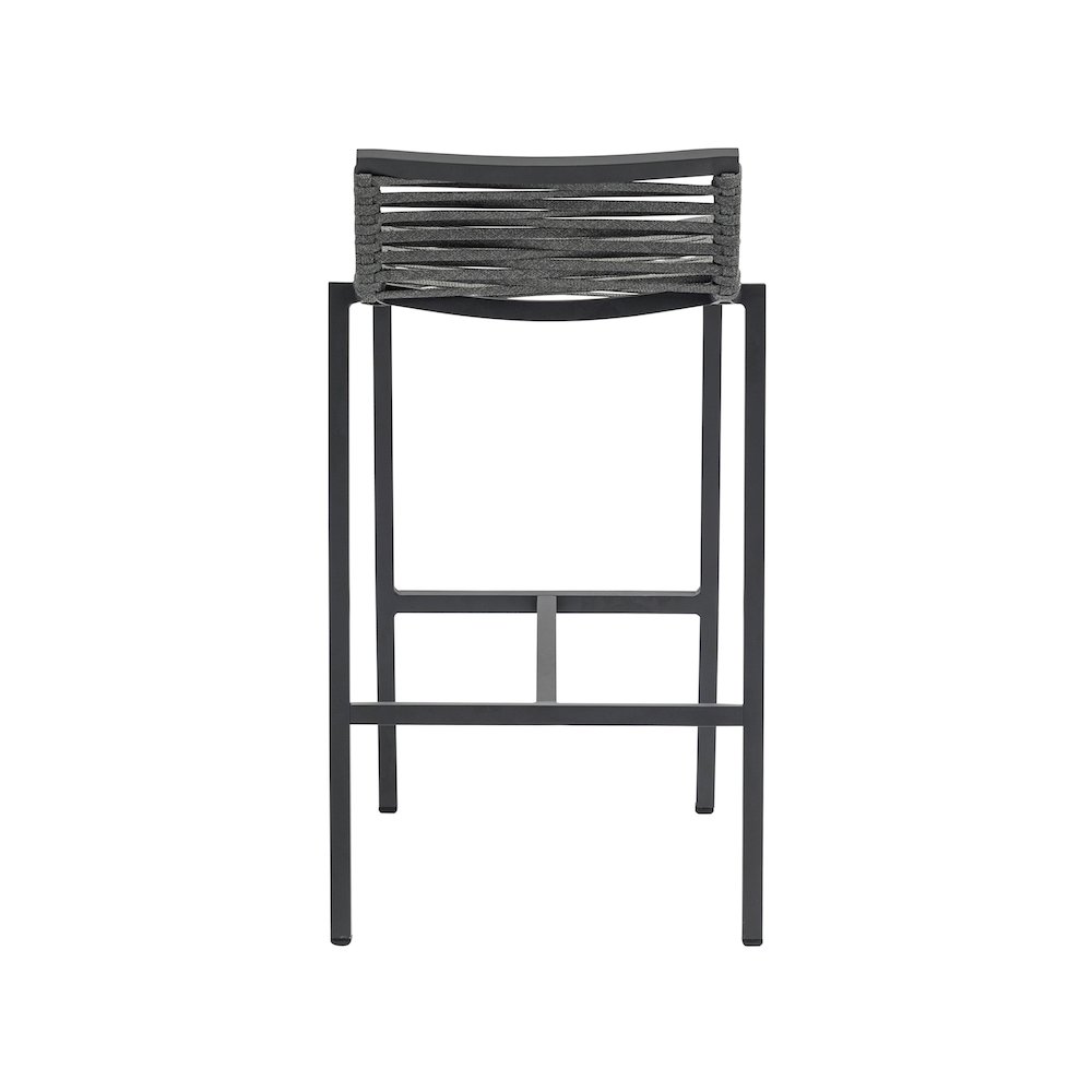 Maldives Grey Rope Fabric Outdoor Patio Barstool, Set of 2. Picture 2