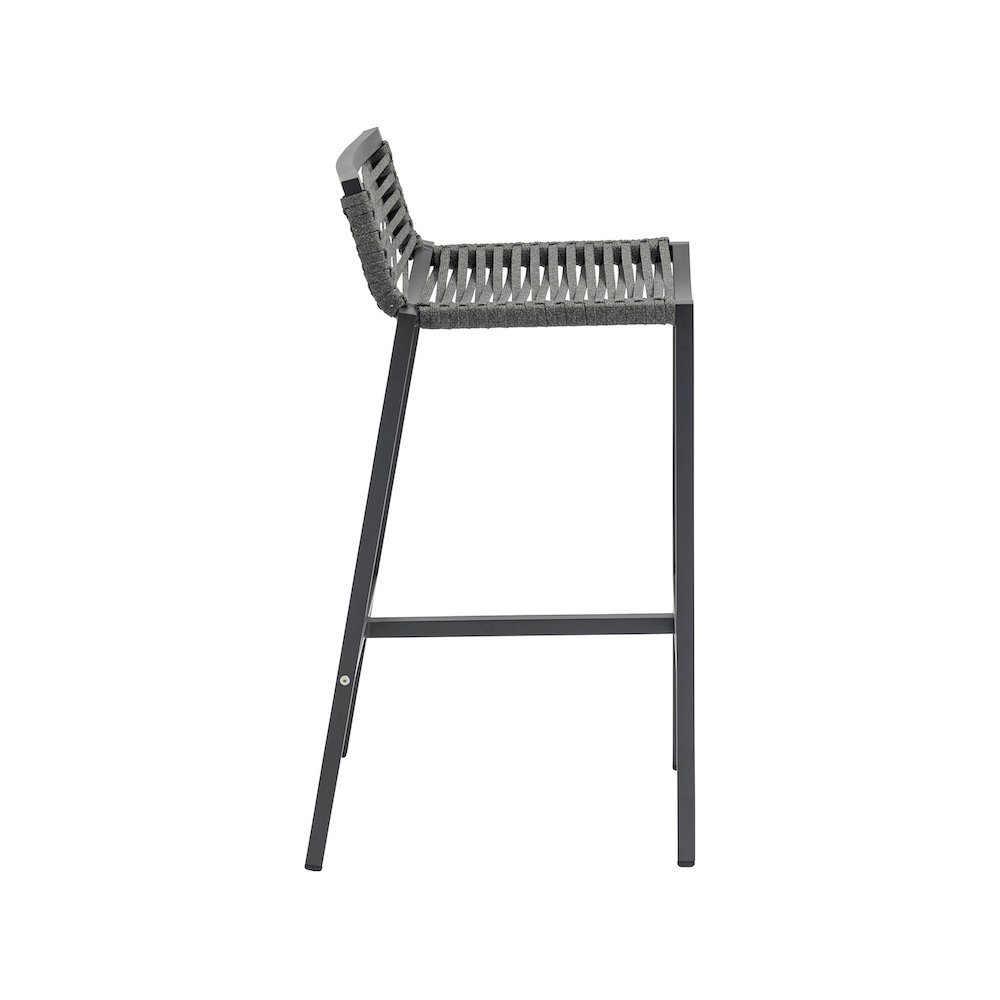 Maldives Grey Rope Fabric Outdoor Patio Barstool, Set of 2. Picture 4