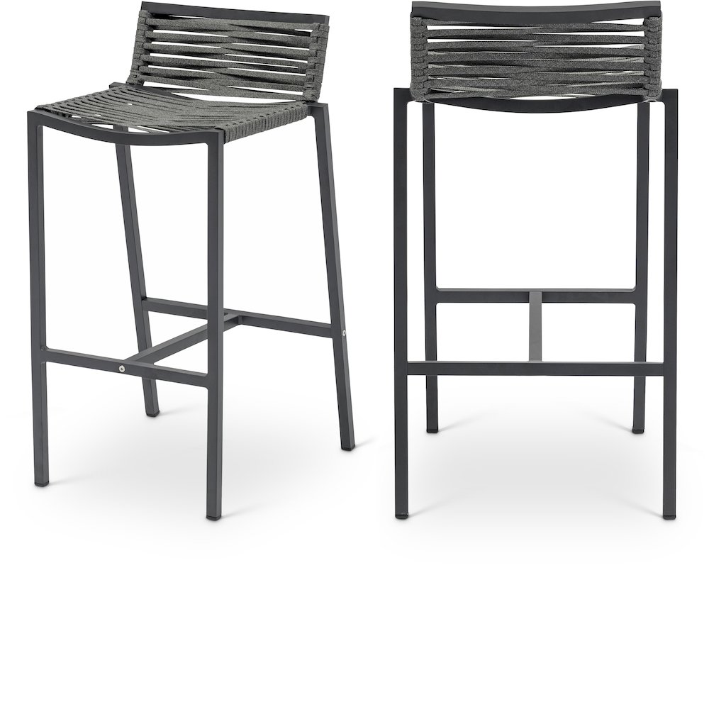 Maldives Grey Rope Fabric Outdoor Patio Barstool, Set of 2. Picture 1