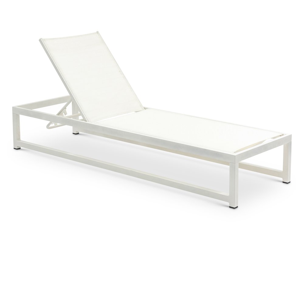Maldives Cream Mesh Water Resistant Fabric Outdoor Patio Sun Chaise Lounge Chair. Picture 1