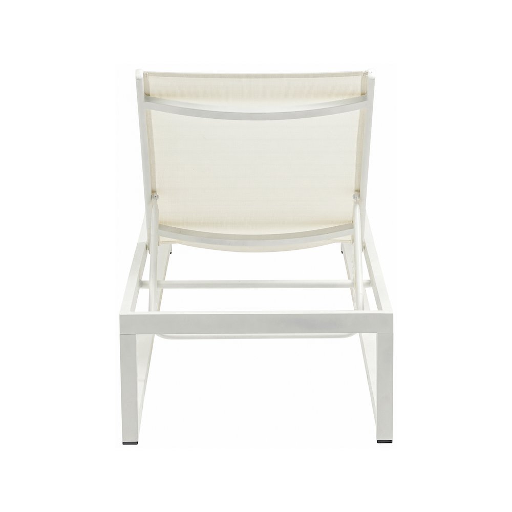 Maldives Cream Mesh Water Resistant Fabric Outdoor Patio Sun Chaise Lounge Chair. Picture 3
