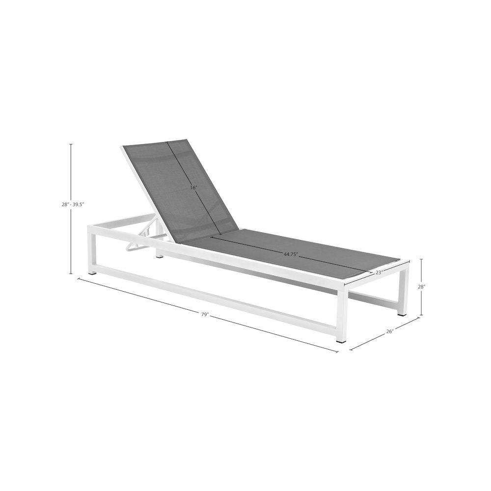 Maldives Grey Mesh Water Resistant Fabric Outdoor Patio Sun Chaise Lounge Chair. Picture 12