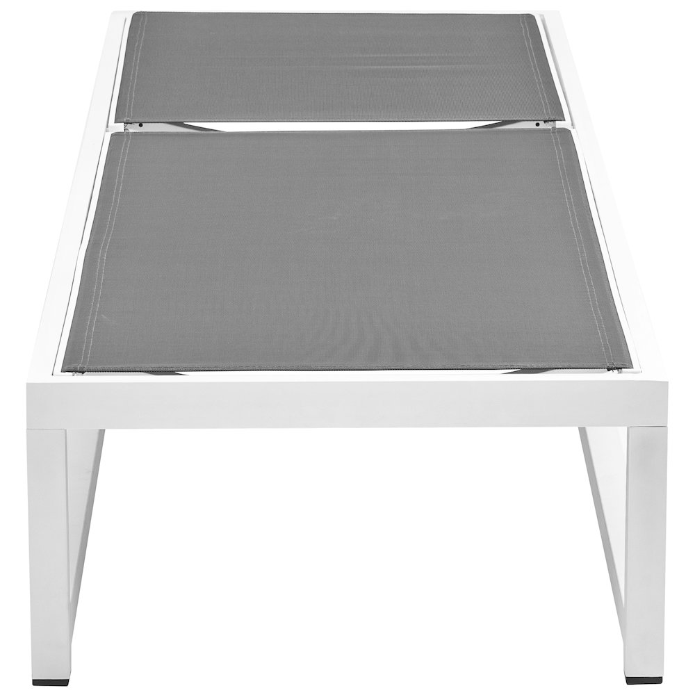 Maldives Grey Mesh Water Resistant Fabric Outdoor Patio Sun Chaise Lounge Chair. Picture 6