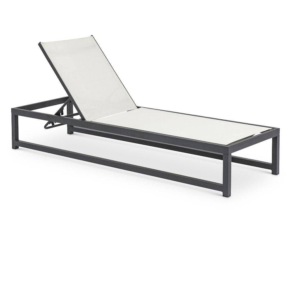 Maldives Cream Mesh Water Resistant Fabric Outdoor Patio Sun Chaise Lounge Chair. Picture 1