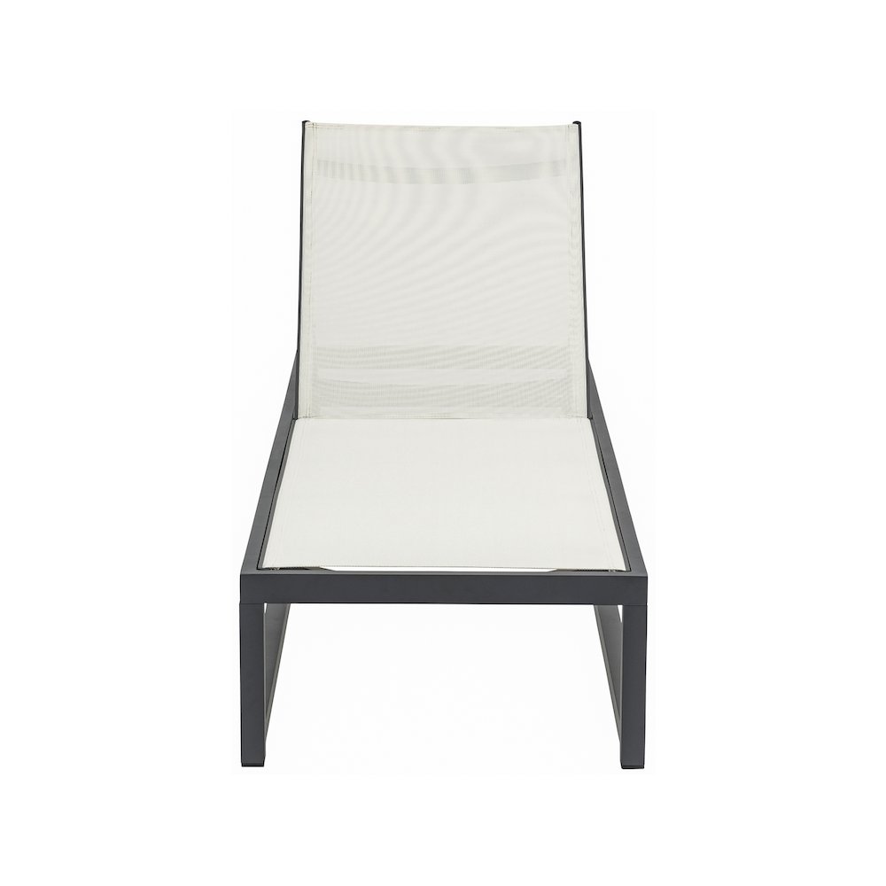 Maldives Cream Mesh Water Resistant Fabric Outdoor Patio Sun Chaise Lounge Chair. Picture 5