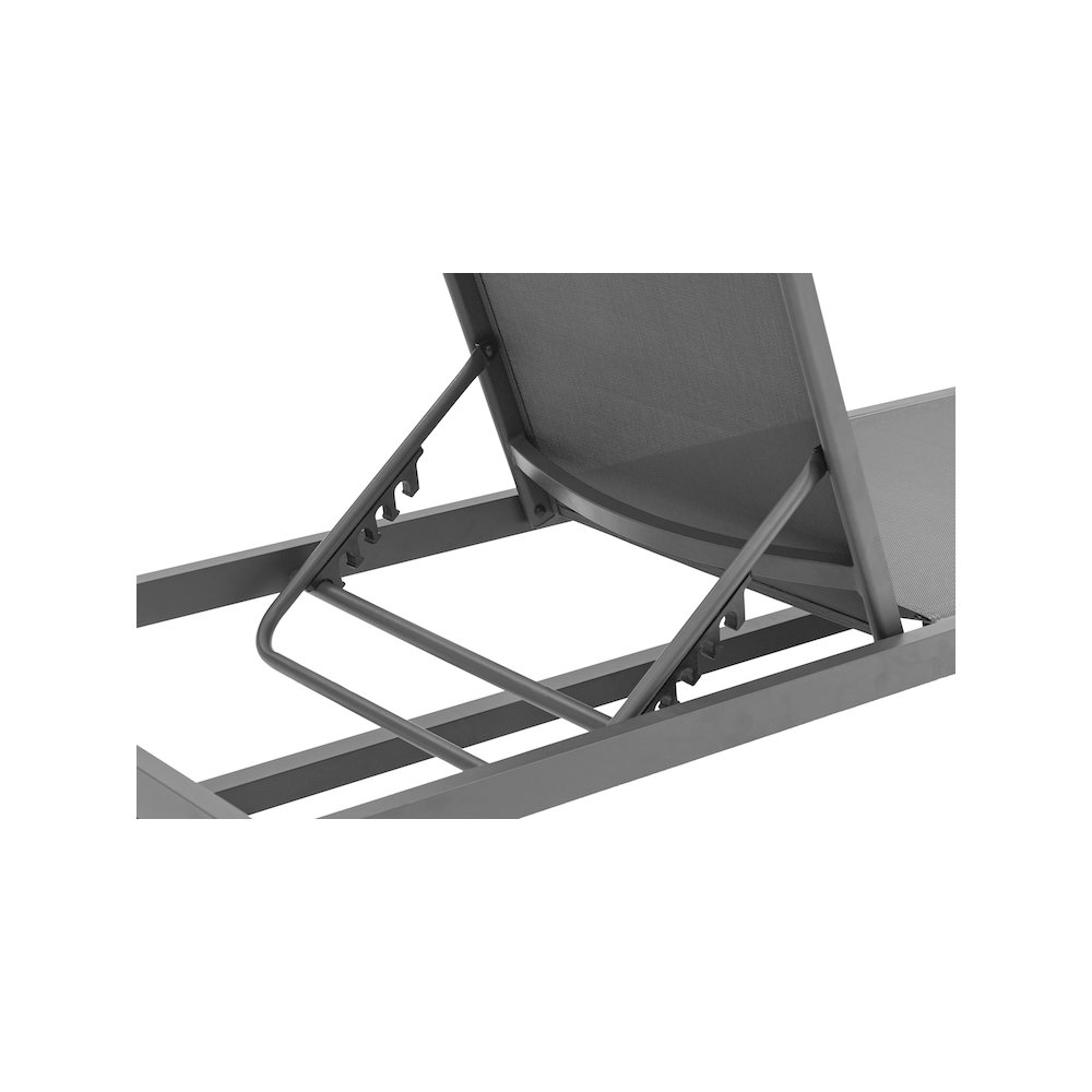 Maldives Grey Mesh Water Resistant Fabric Outdoor Patio Sun Chaise Lounge Chair. Picture 9