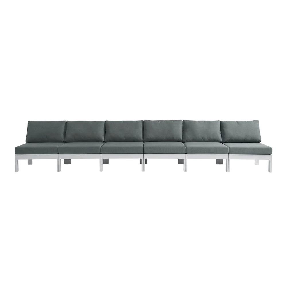 Gray Fabric Outdoor Modular Sofa With Contemporary Style And Cushioned Seating. Picture 4