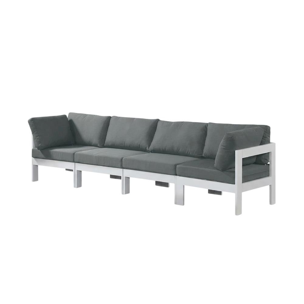 Gray Fabric Outdoor Patio Modular Sofa, Contemporary Style, Cushioned Seat. Picture 1