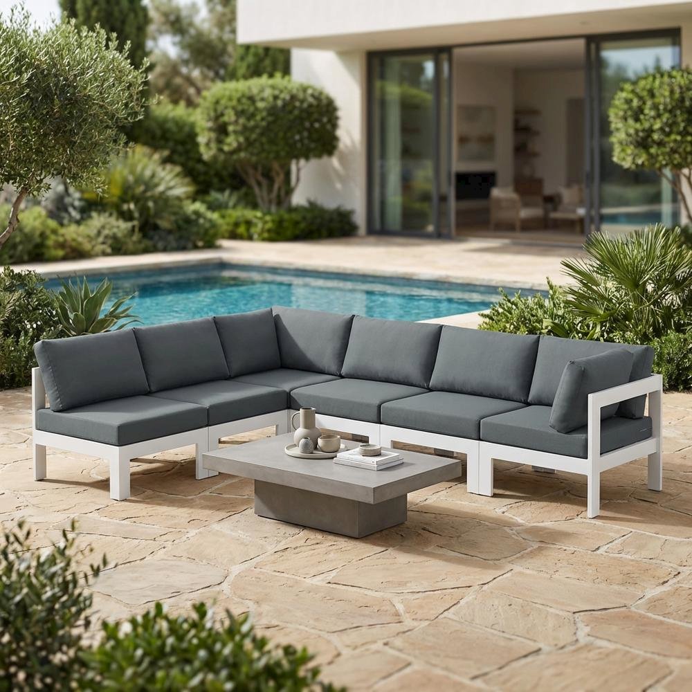 Gray Fabric Outdoor Patio Modular Sectional With Contemporary Design. Picture 3