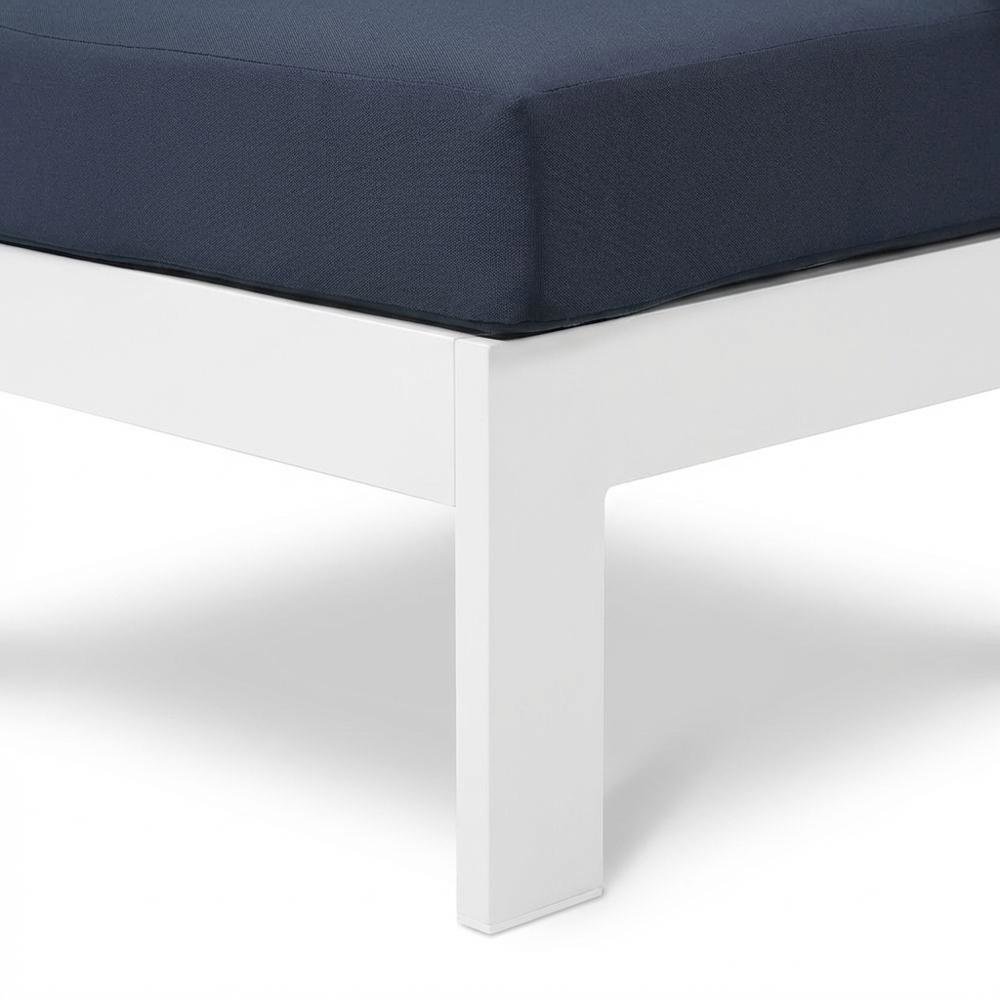 Navy Fabric Outdoor Corner Chair With Aluminum Frame And Contemporary Style. Picture 6