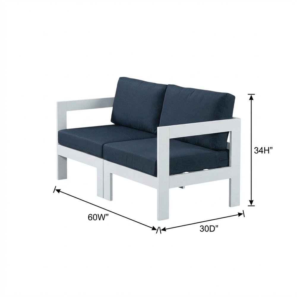 Navy Fabric Outdoor Modular Sofa With Contemporary Style And Cushioned Seating. Picture 7