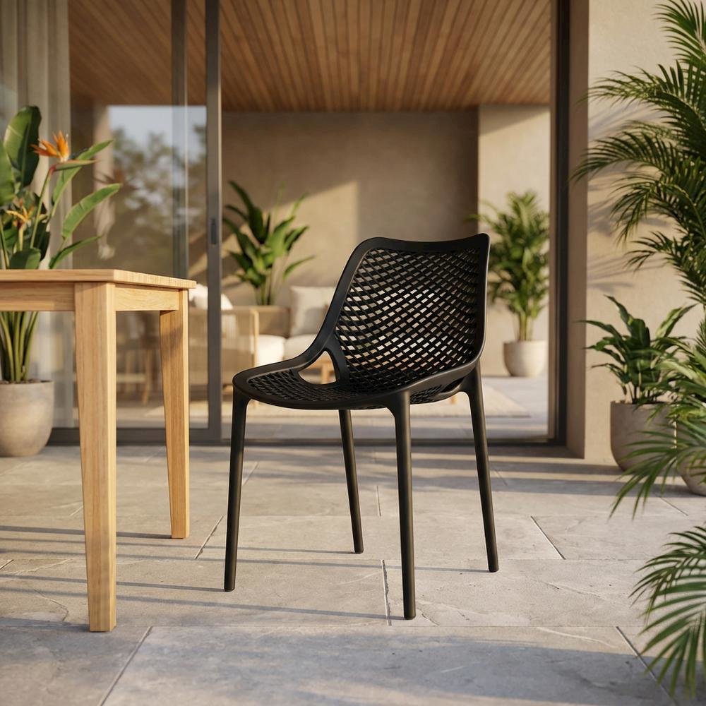 Contemporary Outdoor Patio Dining Chair Set Of 4 With Uv-Protection Finish. Picture 2