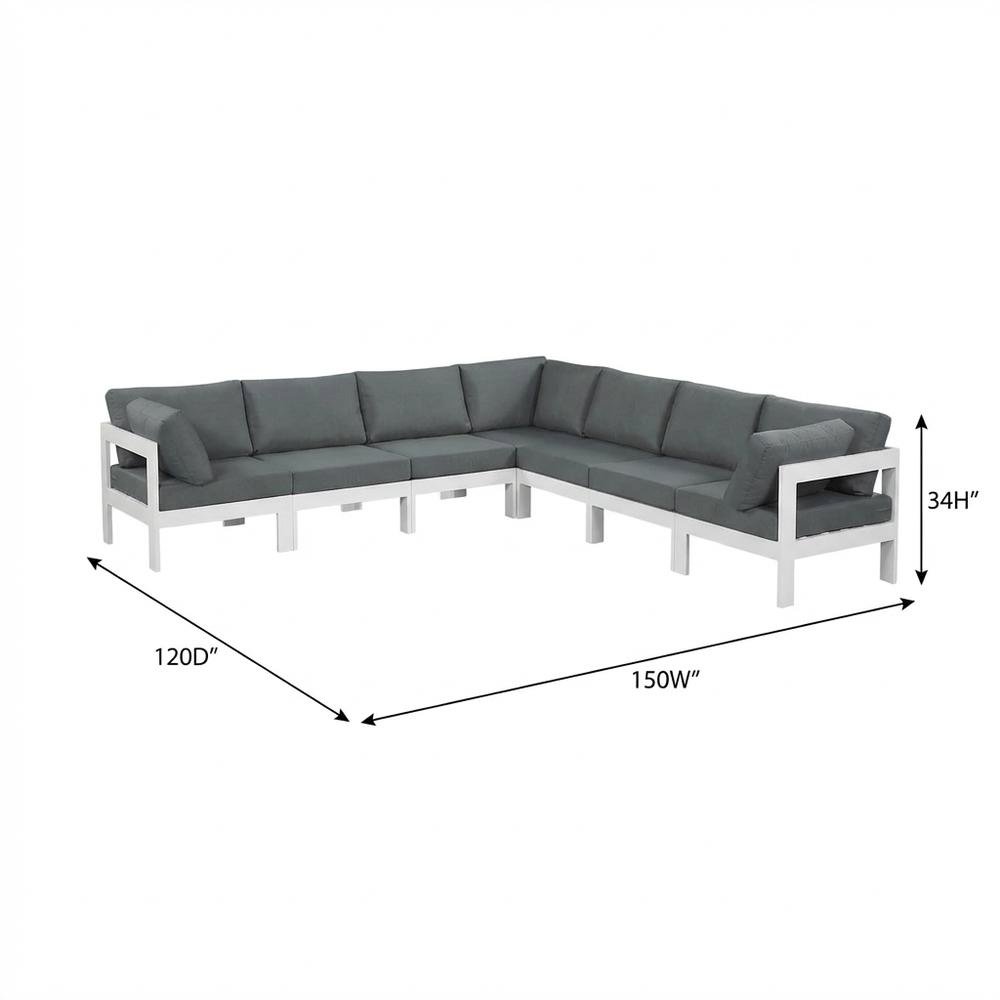 Gray Fabric Outdoor Sectional With Contemporary Style And Comfortable Seating. Picture 7
