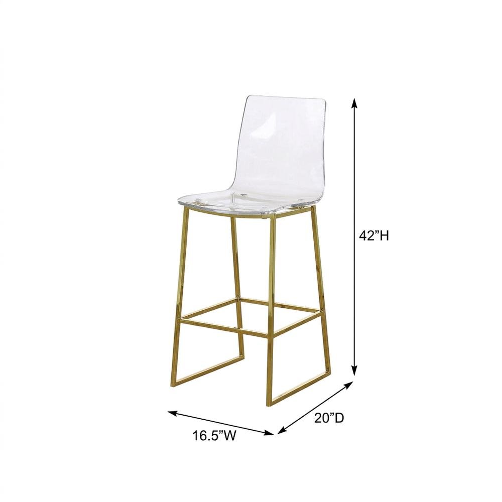 Lucite Polycarbonate Counter Stool with Gold Metal Frame. Picture 6