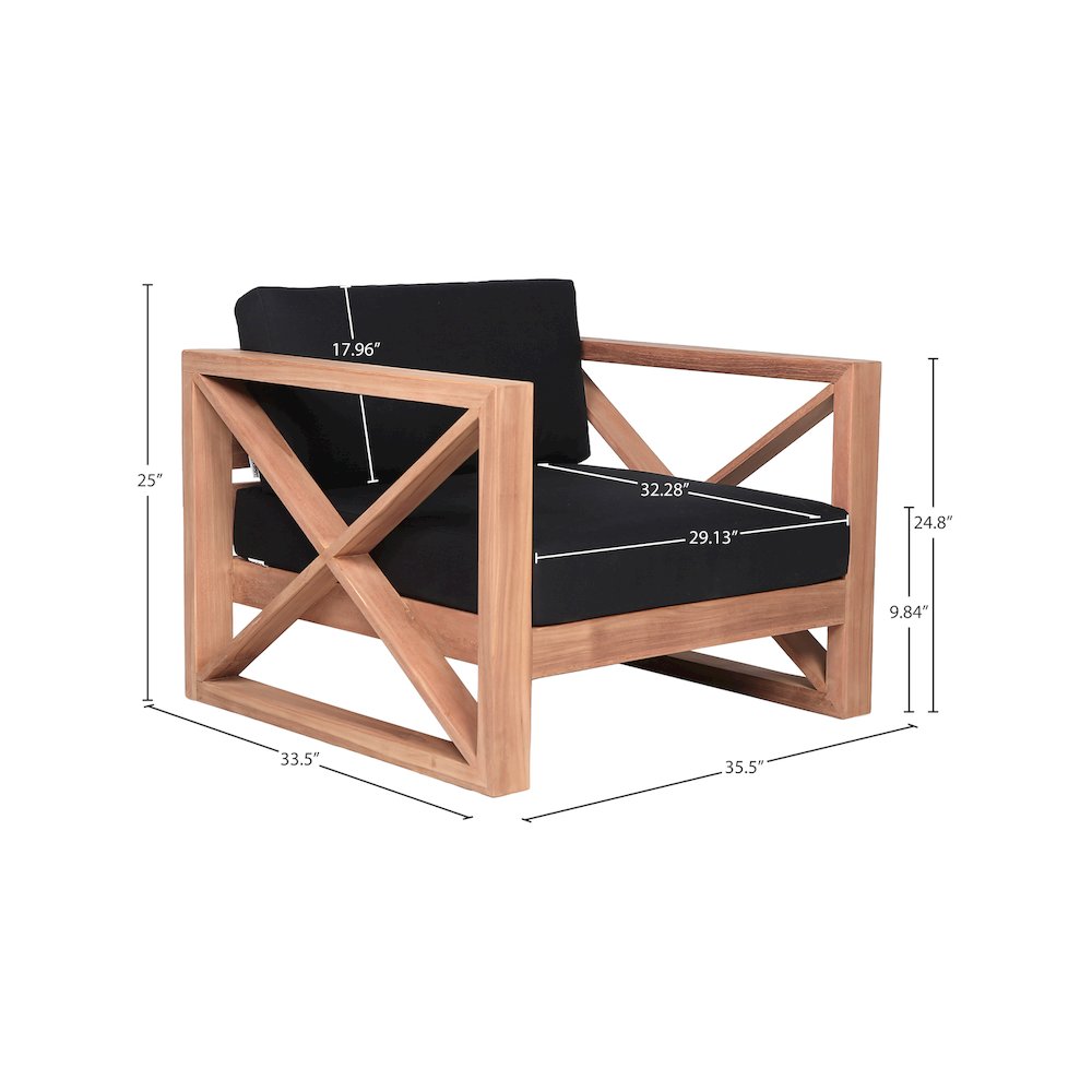 Anguilla Black Water Resistant Fabric Outdoor Chair. Picture 7