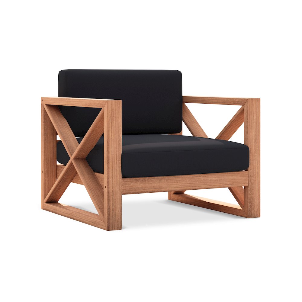 Anguilla Black Water Resistant Fabric Outdoor Chair. Picture 1