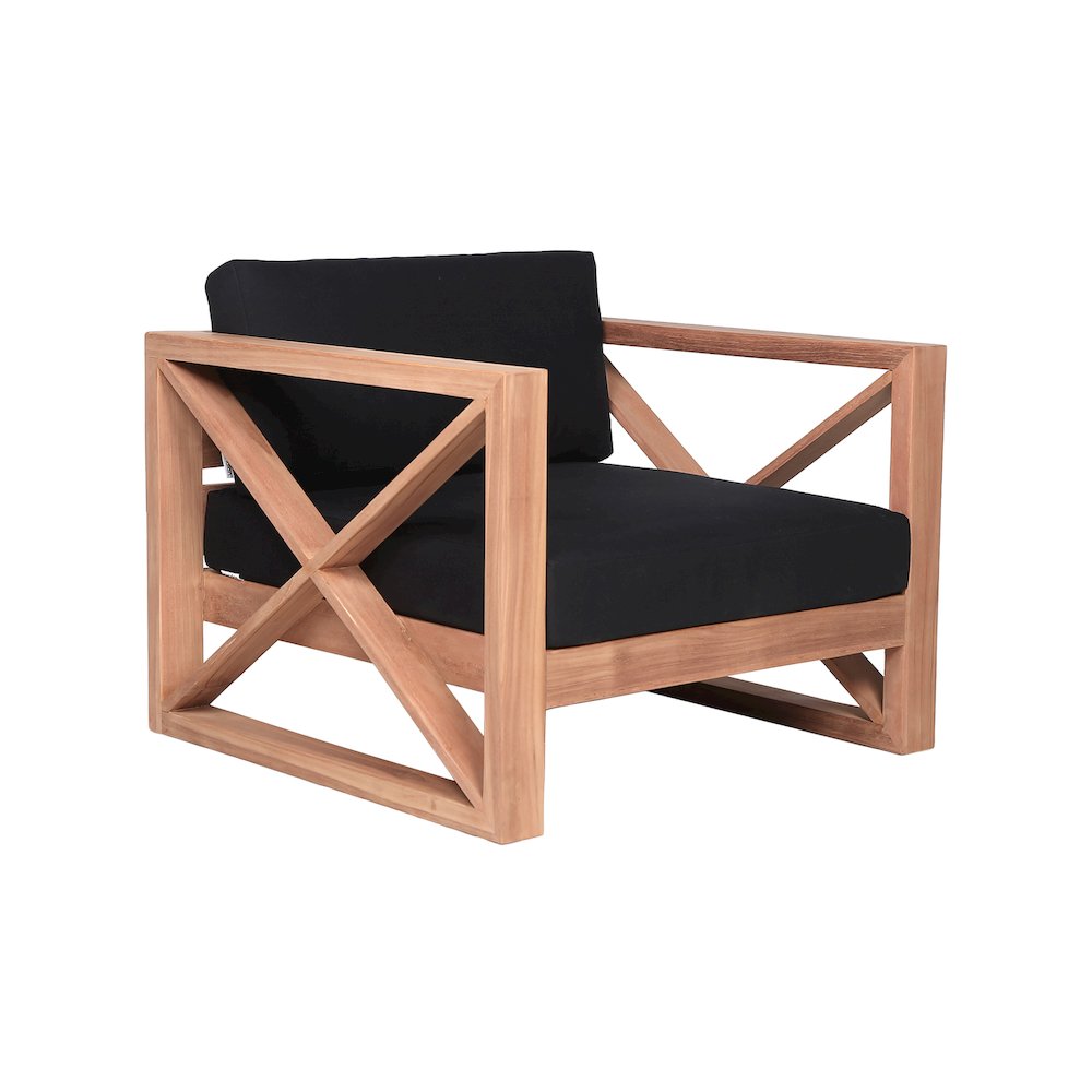 Anguilla Black Water Resistant Fabric Outdoor Chair. Picture 3