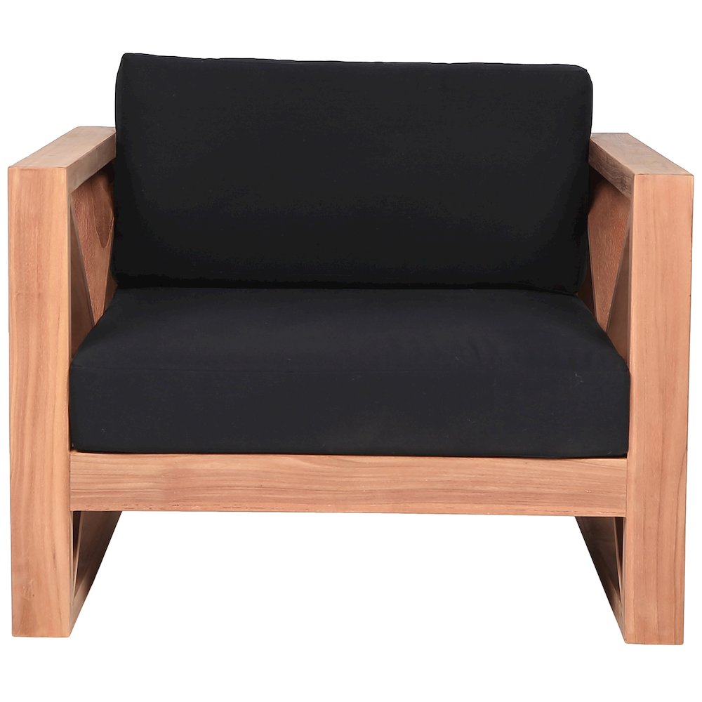 Anguilla Black Water Resistant Fabric Outdoor Chair. Picture 4