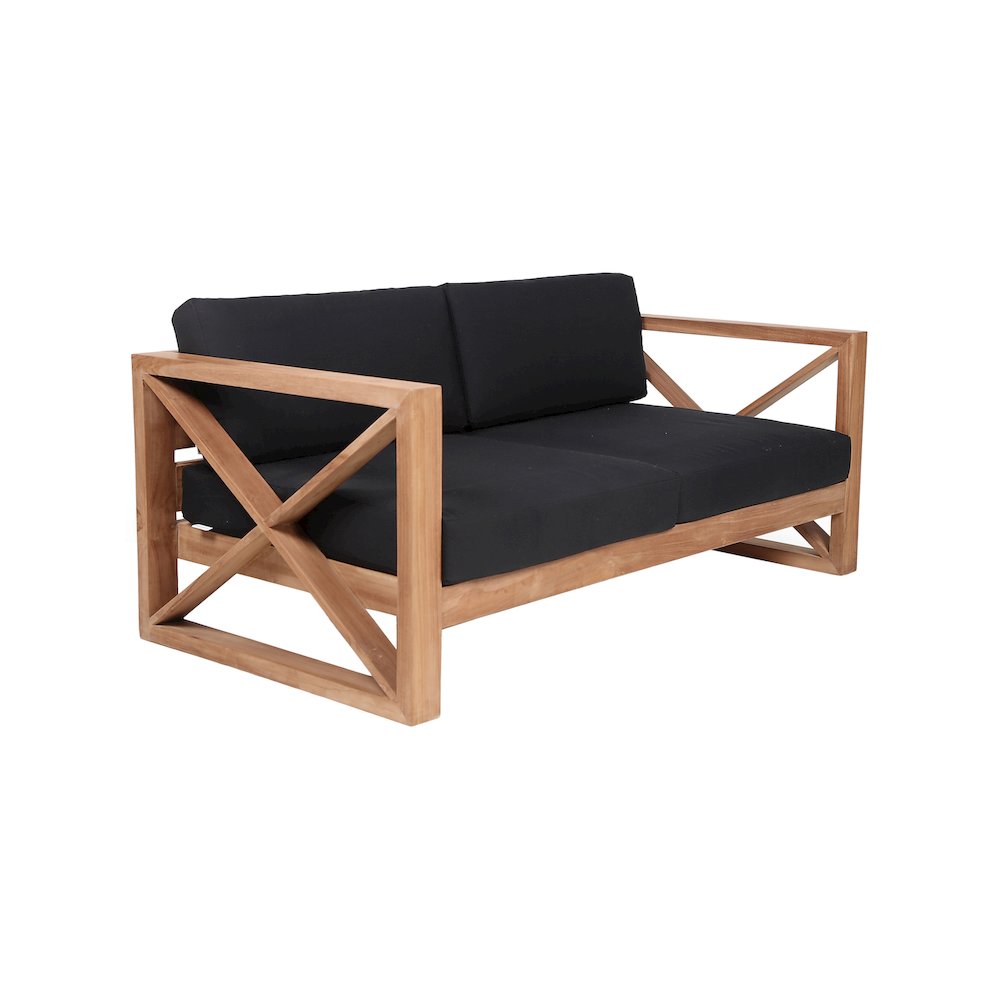 Anguilla Black Water Resistant Fabric Outdoor Loveseat. Picture 3
