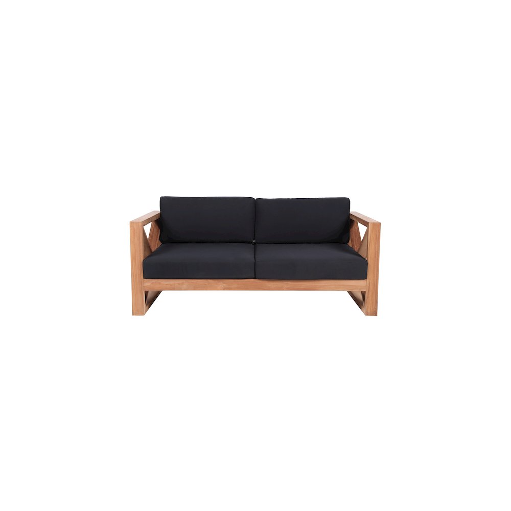 Anguilla Black Water Resistant Fabric Outdoor Loveseat. Picture 4