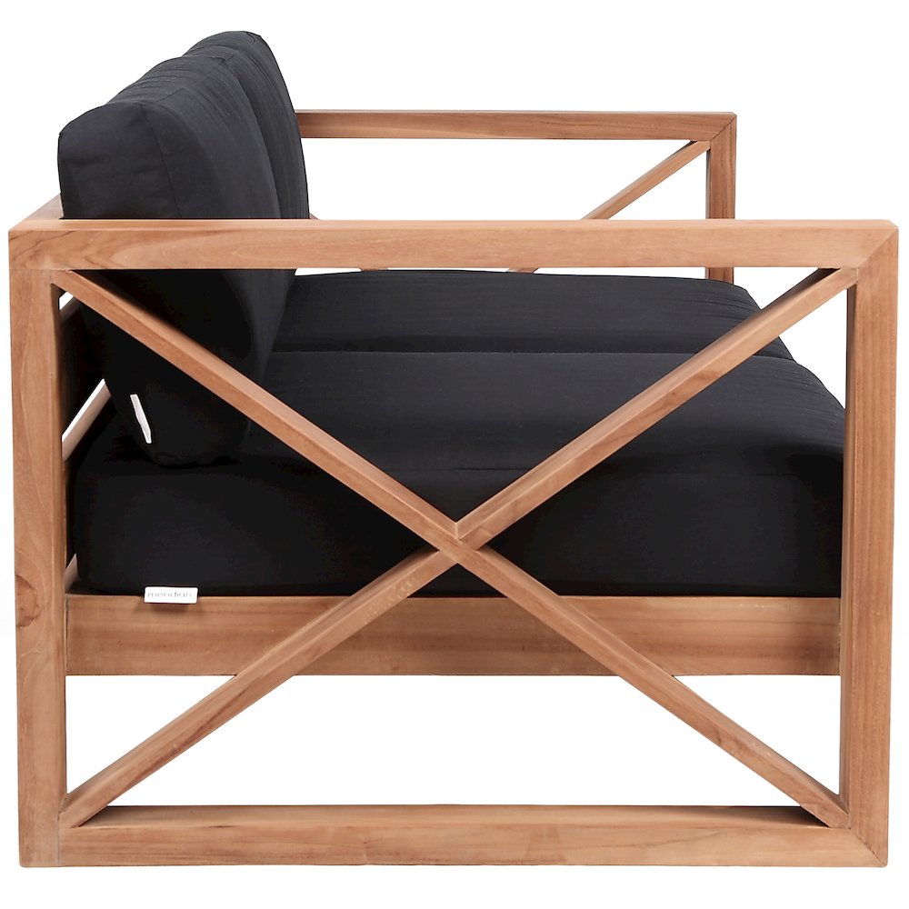 Anguilla Black Water Resistant Fabric Outdoor Loveseat. Picture 5