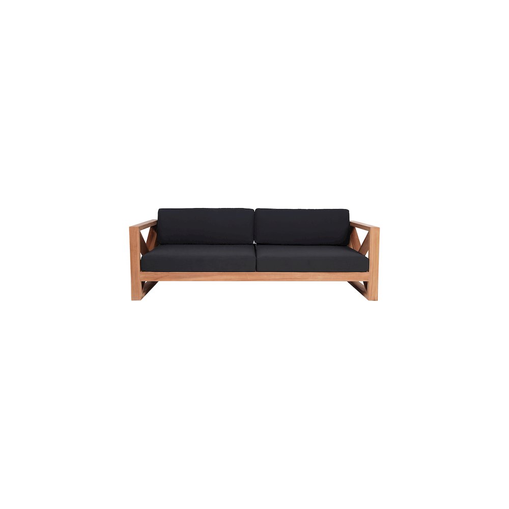 Anguilla Black Water Resistant Fabric Outdoor Sofa. Picture 4
