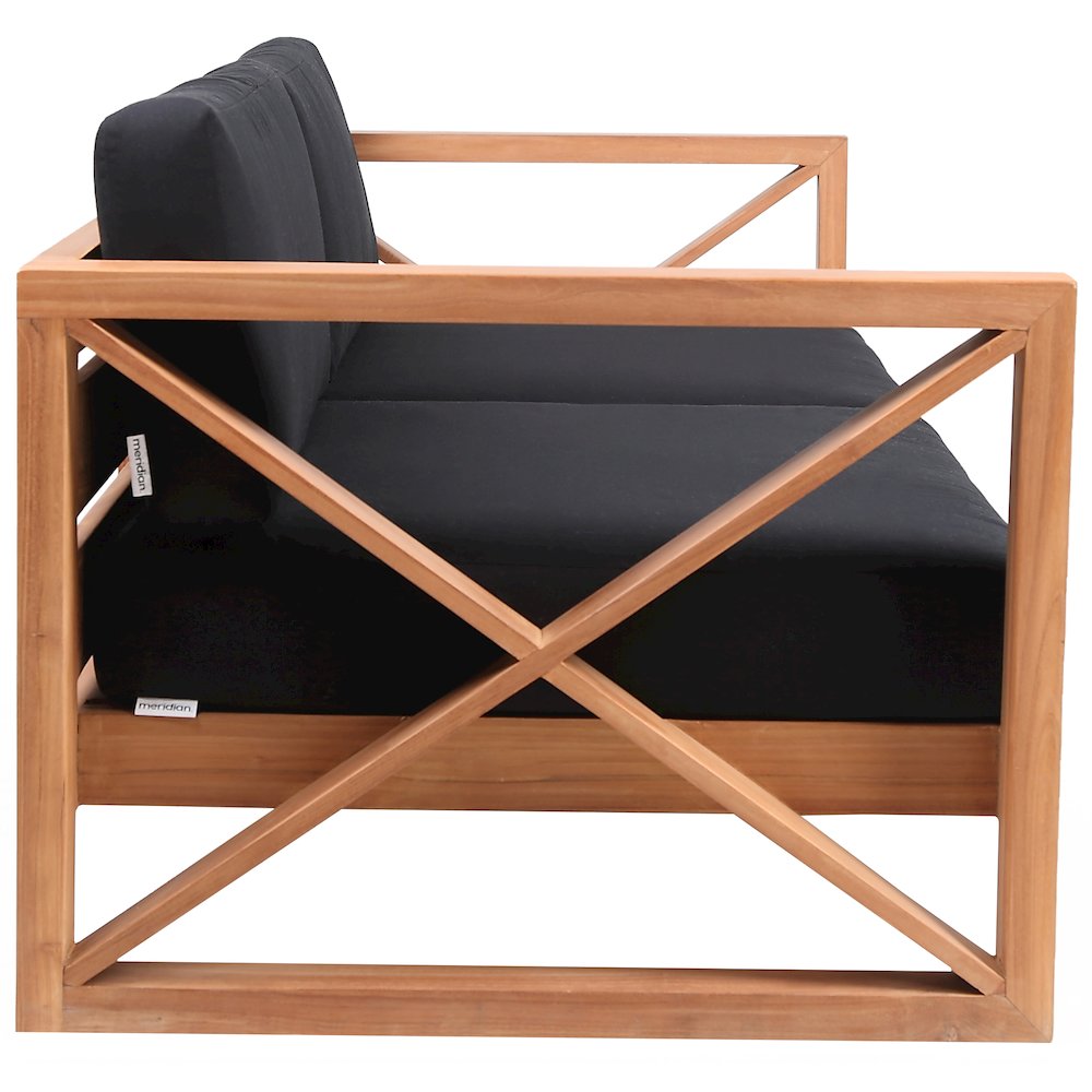 Anguilla Black Water Resistant Fabric Outdoor Sofa. Picture 5