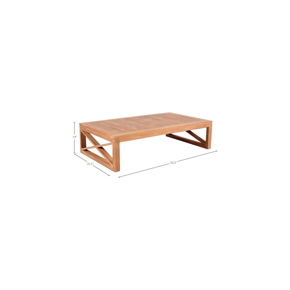 Anguilla Natural Teak Outdoor Coffee Table. Picture 5